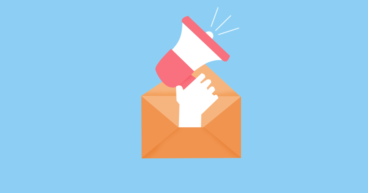 Image of an envelope with a megaphone representing email marketing